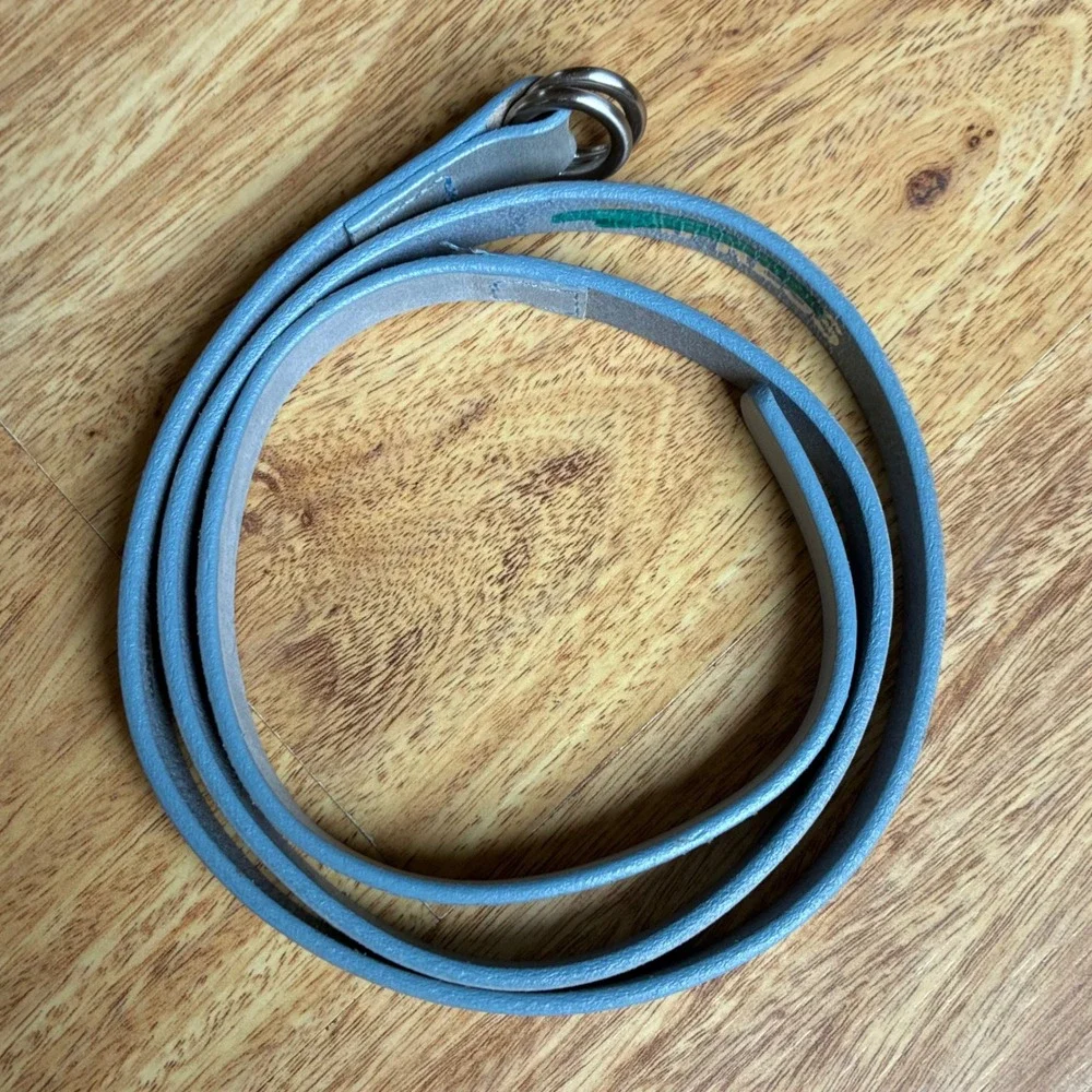 Express Belt Skinny Italian Leather Blue D-Ring S Small Made in USA Y2K Style
